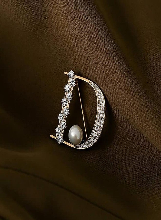 GUAFEIH Crystal Pearl Initial Brooch Gold Plated Rhinestone D Letter Alphabet Breastpin Pin Jewelry for Gifts - Image 5